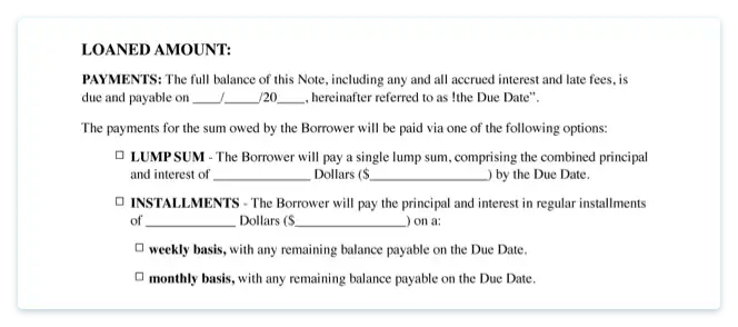  Promissory Note Payment Terms