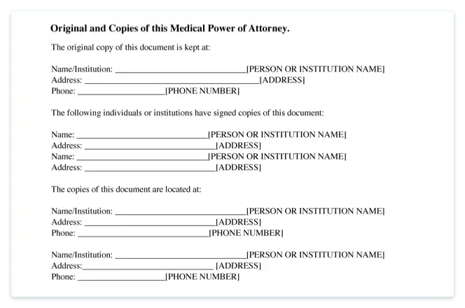 Copies of the Medical POA