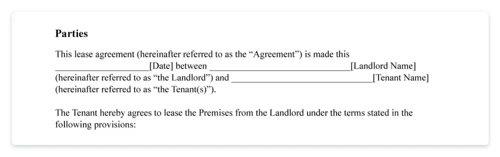 parties in a lease agreement