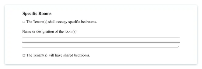 Room rental agreement specific rooms