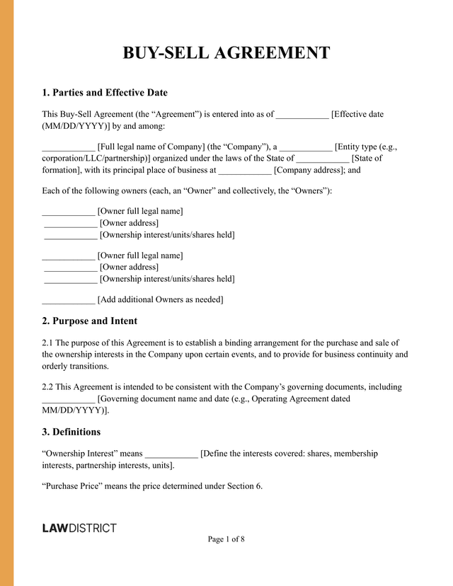 Buy-Sell Agreement Sample 