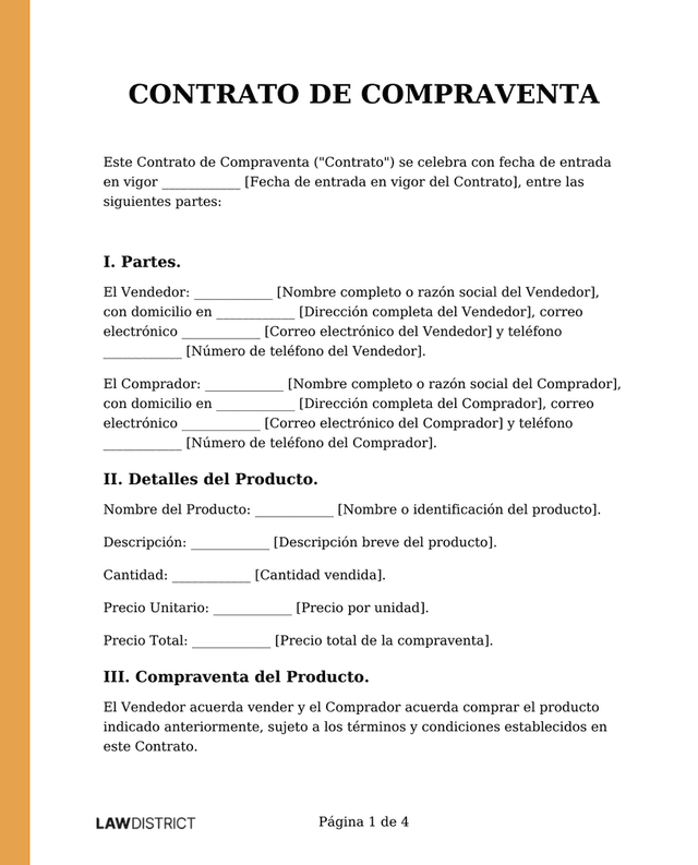 Ejemplo de Contrato de Compraventa