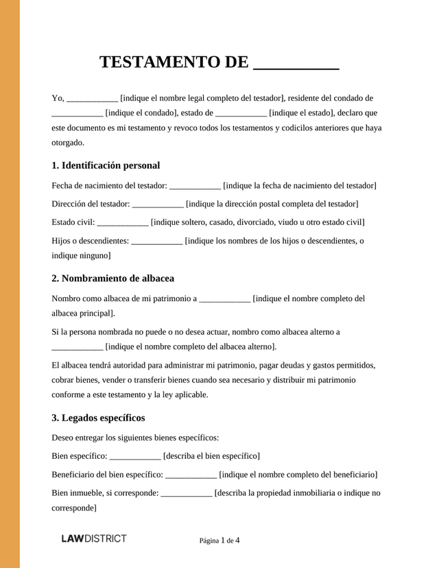 Ejemplo de Modelo de Testamento 