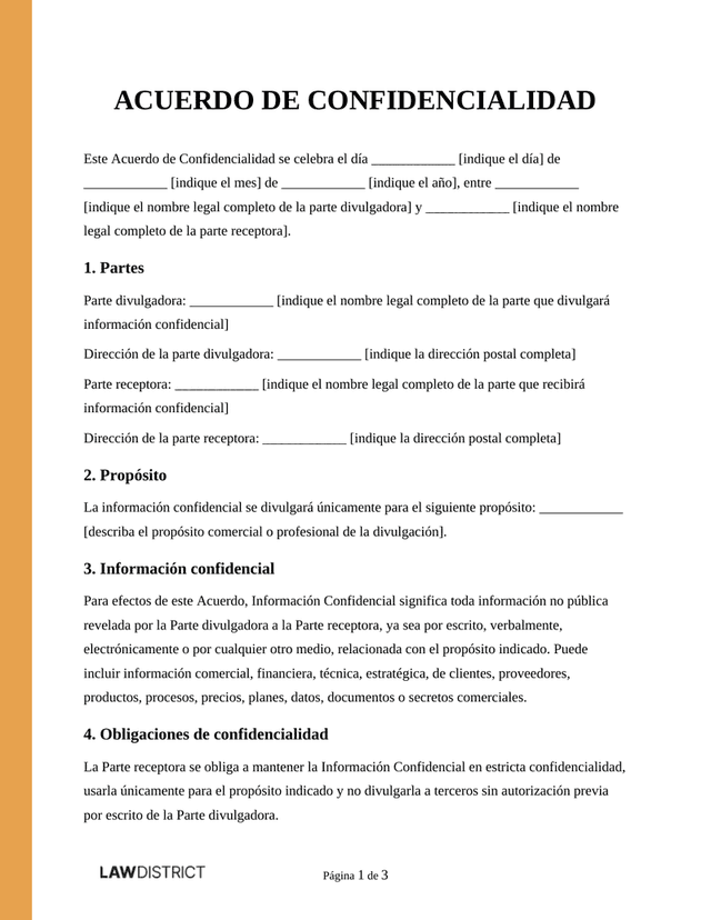 Ejemplo de Acuerdo de Confidencialidad