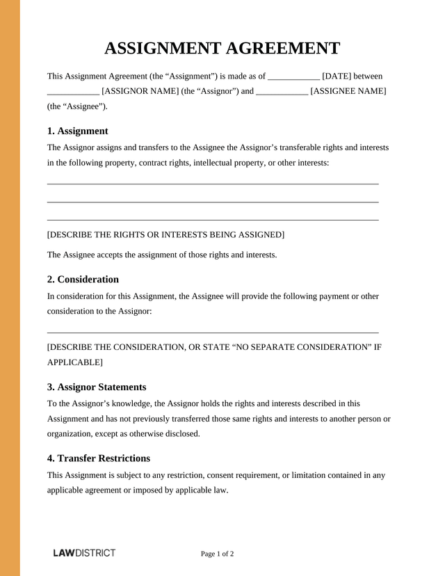 Assignment Agreement Sample