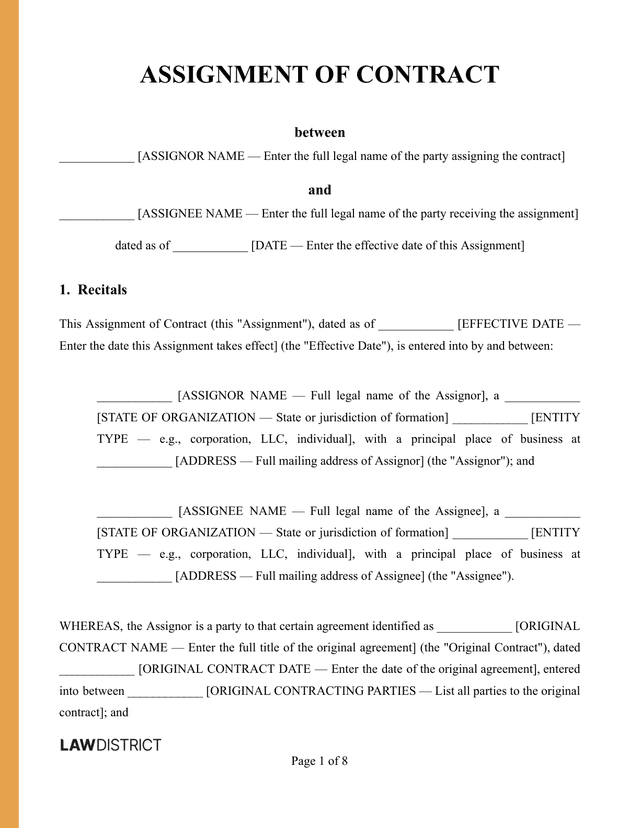 Sample Assignment of Contract