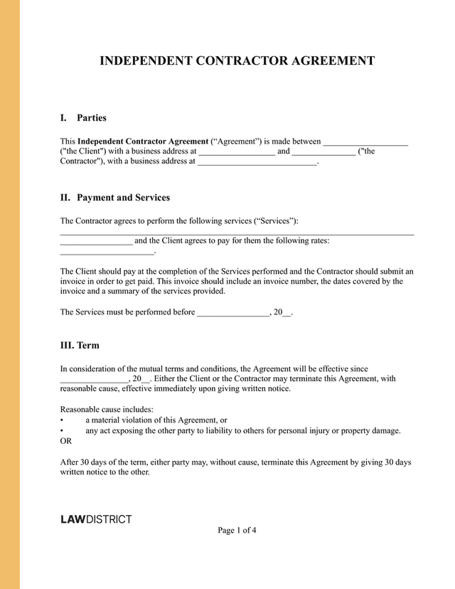 Independent Contractor Agreement Sample