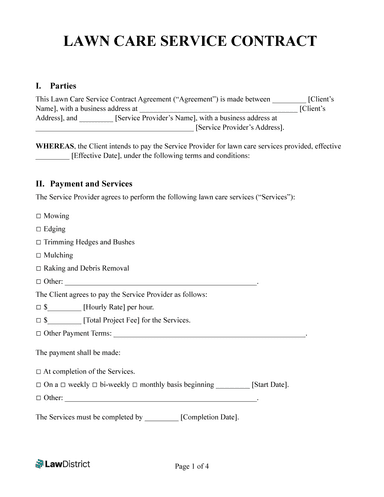 Lawn Care Contract