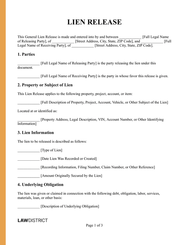 Lien Release Template Sample