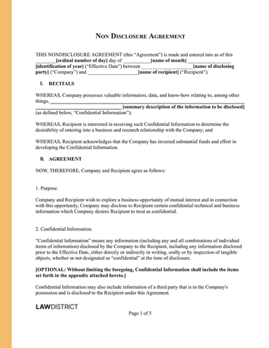 Non-Disclosure Agreement (NDA)