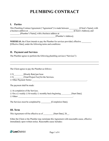 Plumbing Contract