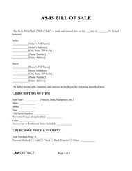 As-Is Bill of Sale
