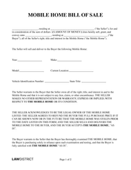 Mobile Home Bill of Sale