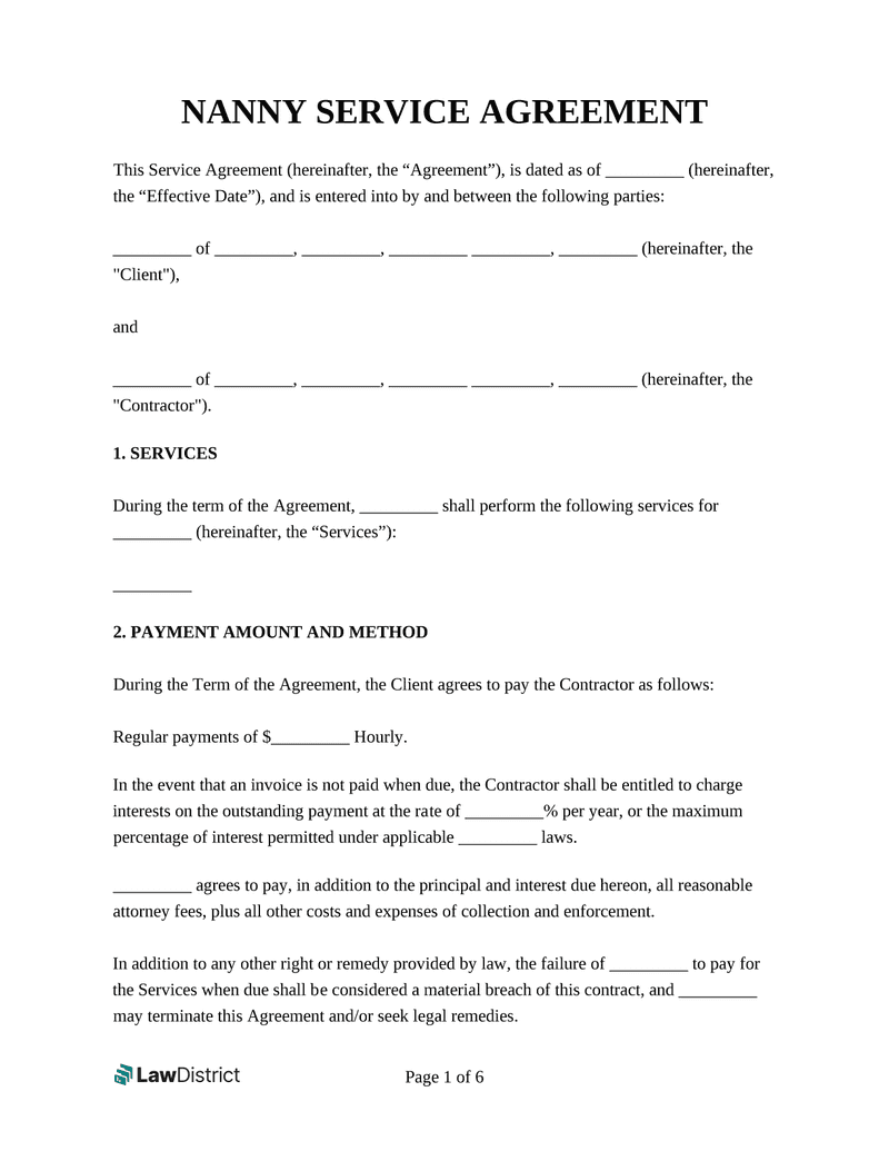 Nanny Contract Form
