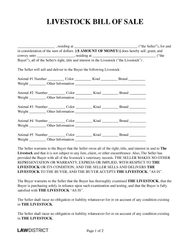 Livestock Bill of Sale