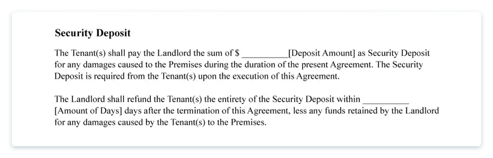 security deposit in a lease agreement