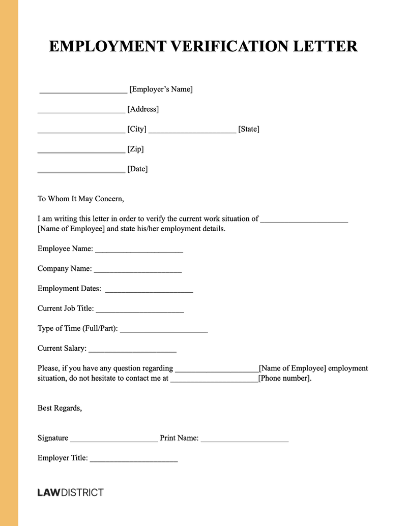 Employment Verification Letter Sample