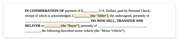 Buyer and seller in a bill of sale