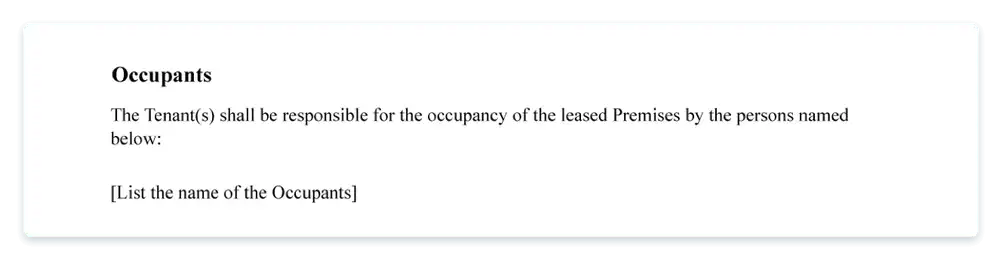 Occupants in a lease agreement