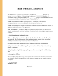 Hold Harmless (Indemnity) Agreement
