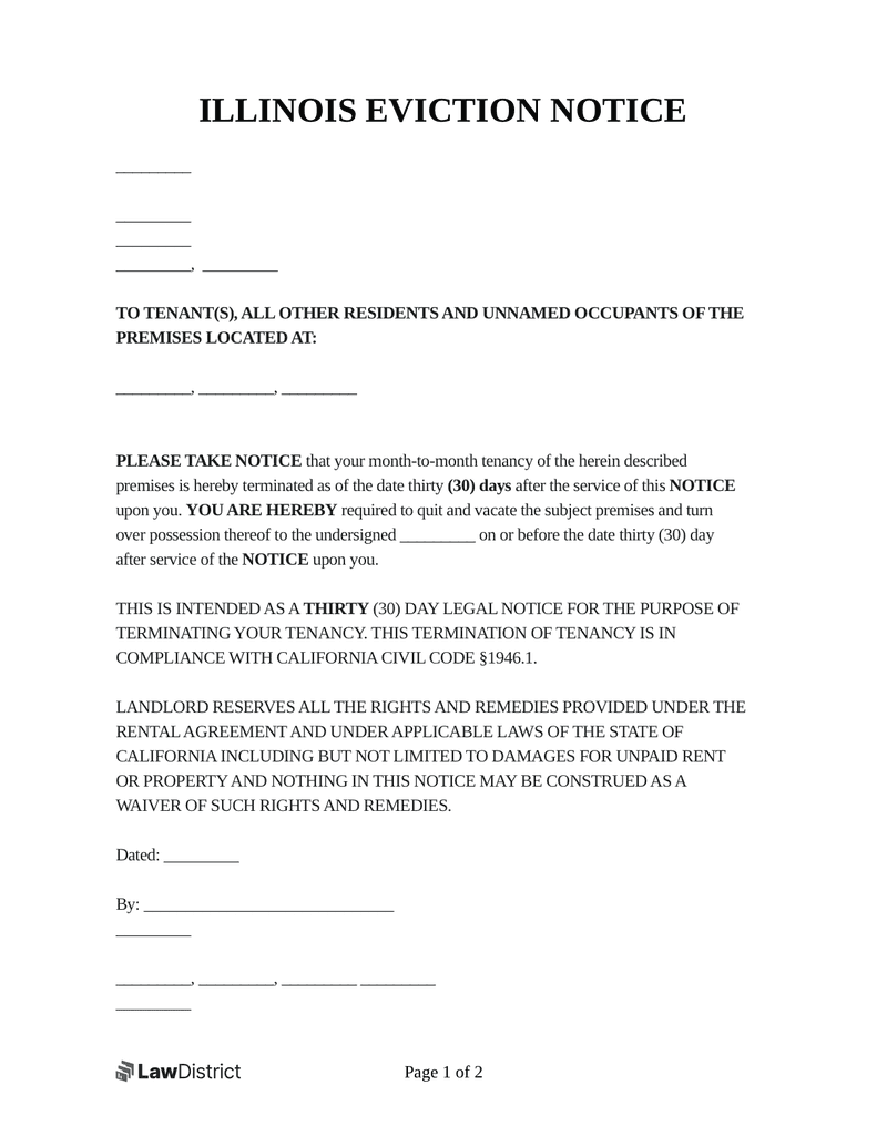 Illinois Eviction Notice Form
