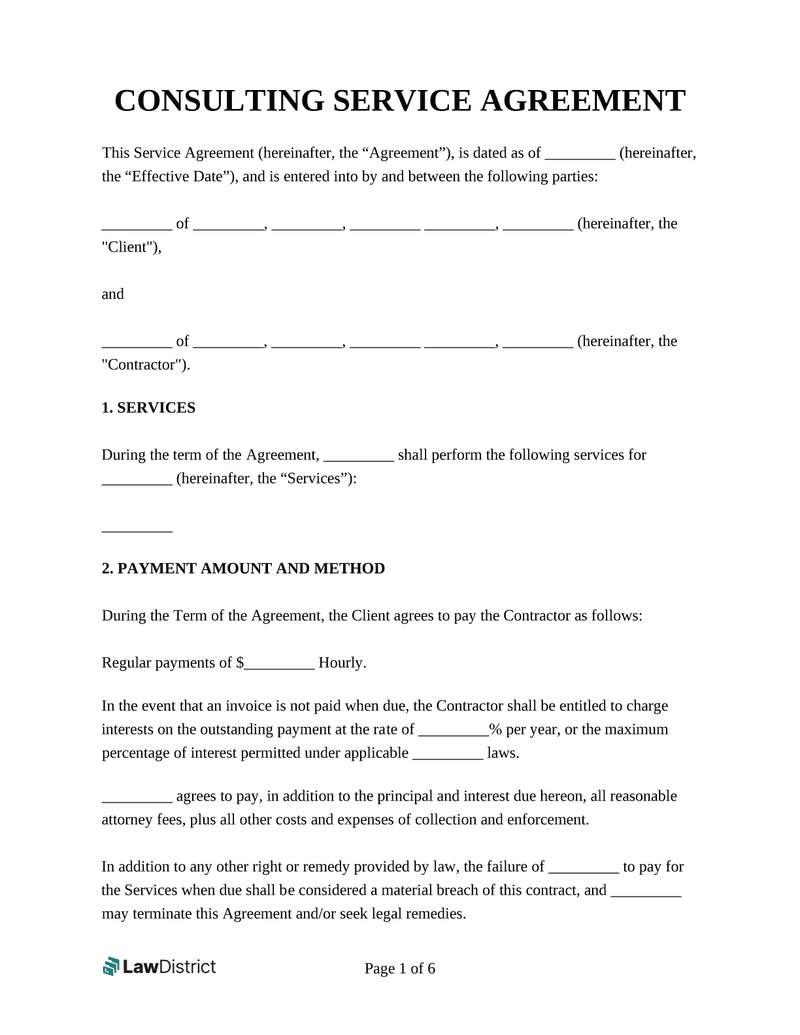 Service Consulting Agreement Template
